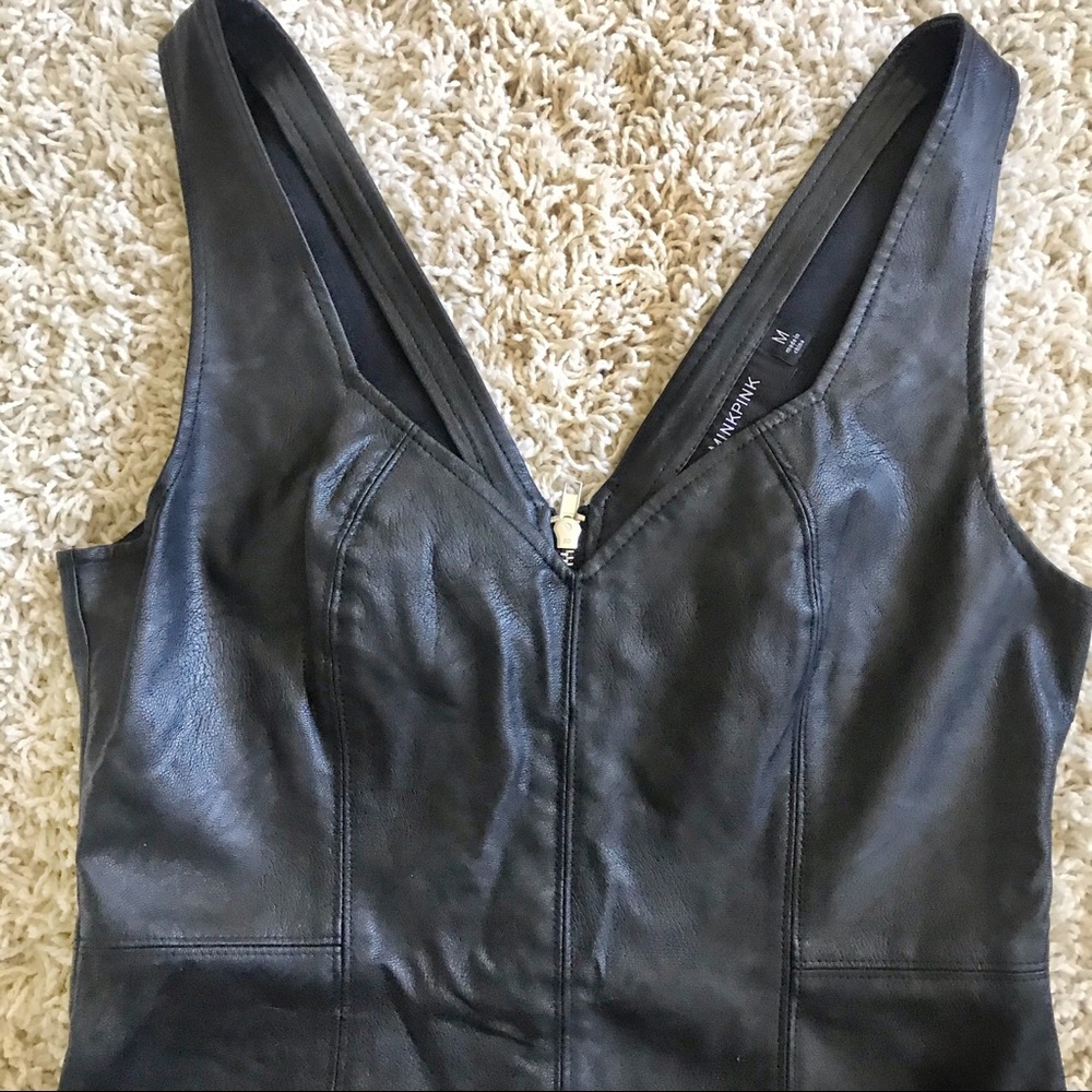 MINKPINK Black Leather Body-con Club Dress